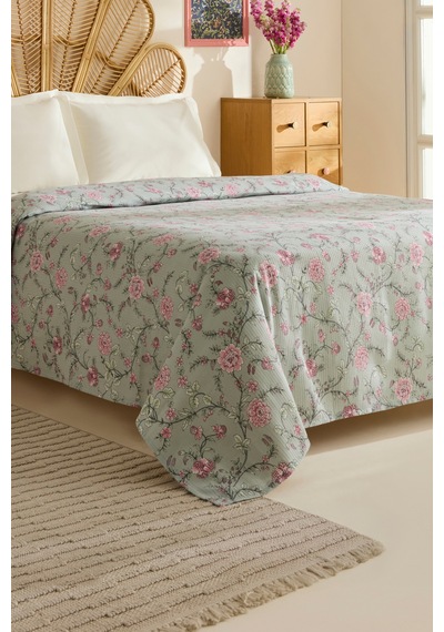 Karaca Home Nymira %100 Pamuk Çift Kişilik Tek Pike Mint Mint