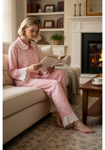 Benerly Kadın Gömlek Yaka Uzun Kol Shally Dokuma Pijama Takımı Fonksiyone Pembe Benerly Kadın Gömlek Yaka Uzun Kol Shally Dokuma Pijama Takımı Fonksiyone Pembe