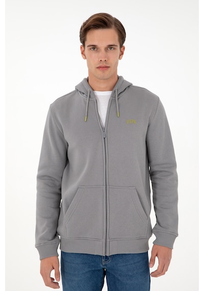 U.S. Polo Assn. Erkek Gri Şardonlu Örme Hırka 50293146-VR024