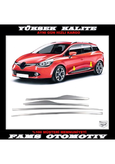 Renault Clio 4 Grandtour Krom Formlu Yan Kapı Çıta 4prç P.çelik