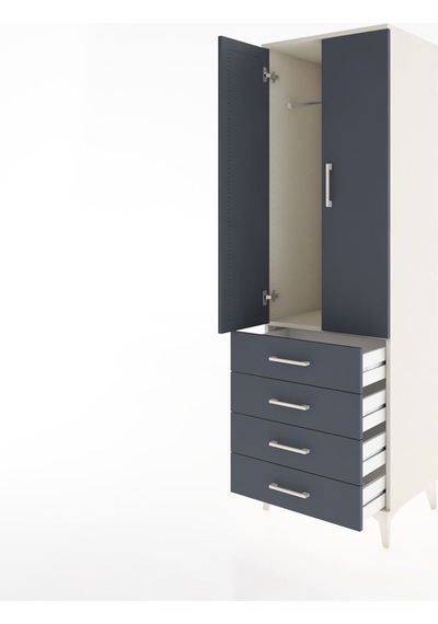 Hyperion Dolap Tek Raflı 4 Çekmeceli Tek Askılı 60x44x195 Ayt... Aytaşı