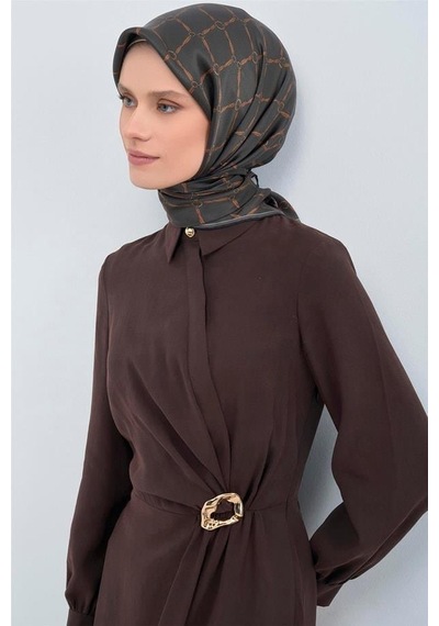 Armine İpek Eşarp 2026 Yaz - 9538-54 Füme Twill