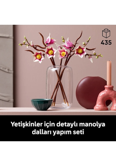 LEGO® Botanicals Manolya Dalları 11510 - Yetişkinler için Çeşitli Detaylar İçeren Çiçek Buketi Model Yapım Seti (435 Parça)