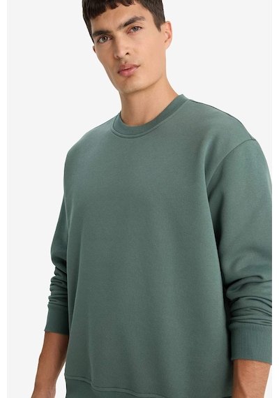 Defacto Relax Fit Bisiklet Yaka Kalın İçi Yumuşak Tüylü Basic Düz Sweatshirt T5139az25augn1019 Yeşil