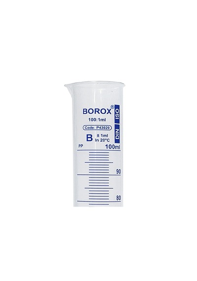 Borox Plastik Mezür 100 Ml - Uzun Form - Mavi Skala