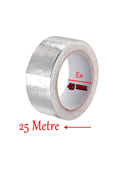 Yapışkanlı Fiberglas Lif Takviyeli Alüminyum Folyo Bant 45 Mm X 25 Metre Yanmaz Soba Borusu Bandı