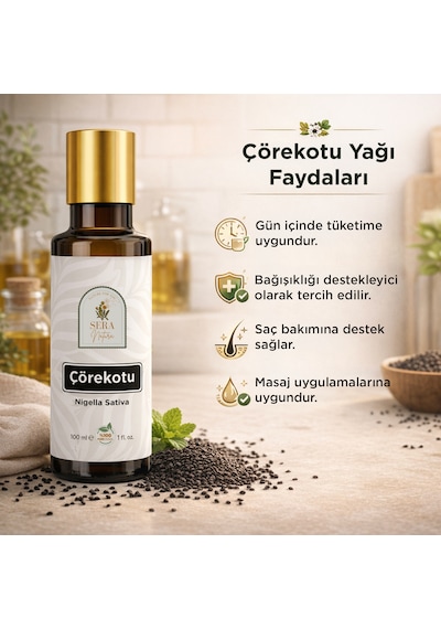 Çörekotu Yağı 100 Ml %100 Saf, Doğal Ve Soğuk Sıkım