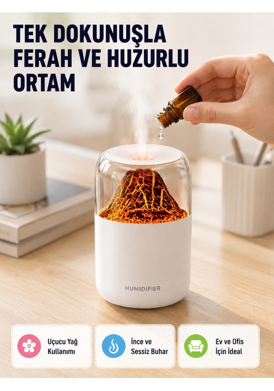 Ultrasonik Alev Efektli Aromaterapi Difüzörü Usb Şarjlı Ve Otomatik Kapanma Özellikli Sarı 72547217