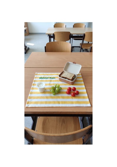 Kişiye Özel İsim Nakışlı Duck Kumaş Beslenme Örtüsü 45x35 Cm Su Ve Leke Tutmaz Kumaş - 922750172