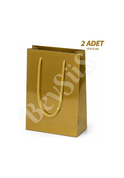 17x12 Cm Parlak Kağıt Çanta Gold 2 Adet Tüm Yaşlar