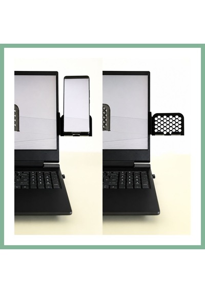 Bşkvirgo 3d Baskı Monitor Telefon Tutucu - Petek Desenli Laptop Kenar Telefon Tutucu-siyah Bsk2026 Standart