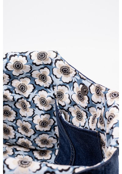 Fabric Craft Bag Omuz Çanta Pamuk Denim Lazer Efekt Yıkamalı Kot Lacivert
