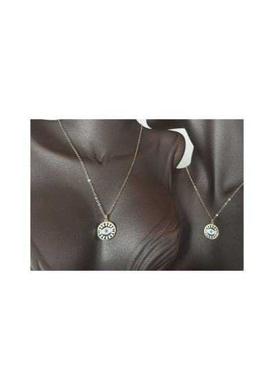 Eterna Oval Nazar Göz Figürlü Vintage Retro Kolye Gold