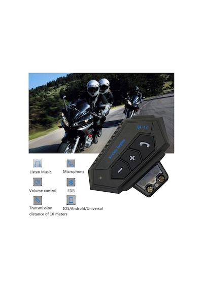Bt12 Bluetooth 5.0 Motorsiklet Interkom Mikrofonlu Kulaklık Kask Bluetooth Kulaklık