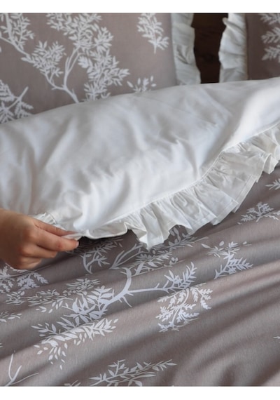 Uçkan Home %100 Pamuk Fırfırlı Çift Kişilik Nevresim Seti Bej --UH-00026