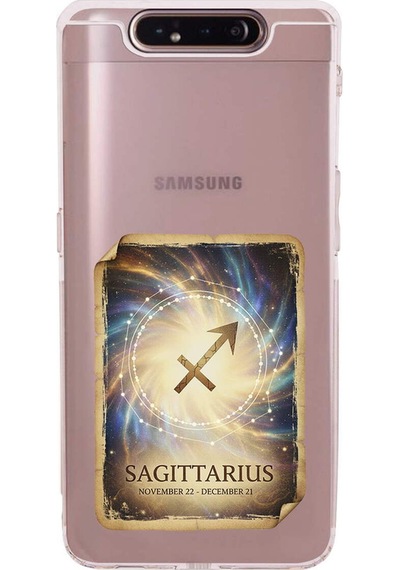 Samsung Galaxy A90 İle Uyumlu Burç Kartları Yay Tasarımlı Şeffaf Silikon Kılıf Şeffaf