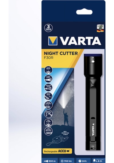 Varta Night Cutter F30r 18901 Şarj Edilebilir El Feneri Siyah Varta Night Cutter F30r 18901 Şarj Edilebilir El Feneri Siyah