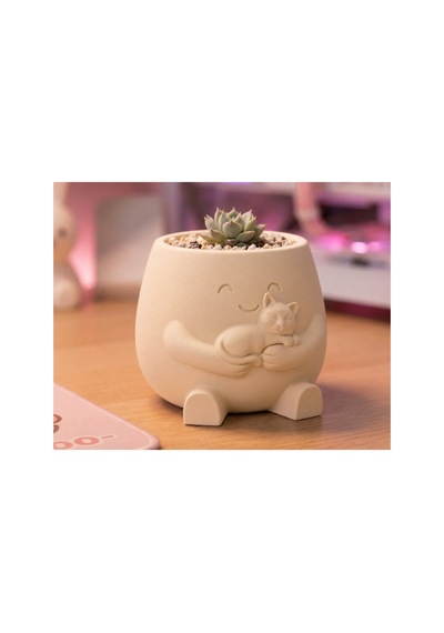 Sevimli Kaktüs Saksısı Kedi Figürlü 3d Baskı Sukulent Saksı