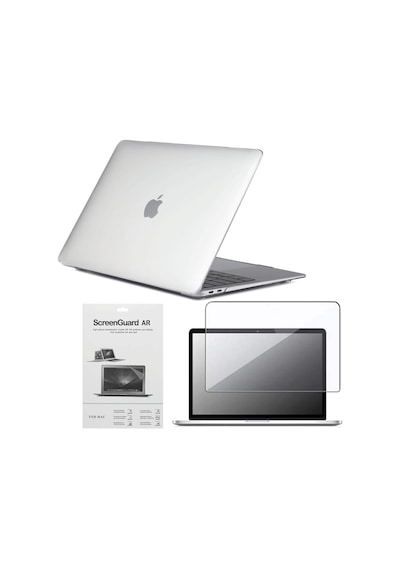 Apple Uyumlu MacBook Air 13" M1 A2337 Parlak Şeffaf Kılıf Koruyucu + Ekran Koruyucu Film