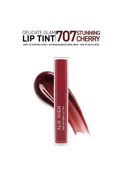 Kalıcı & Suya Dayanıklı Dudak Parlatıcı Tint - Delicate Glam Lip Tint 707 Stunning Cherry Pembe