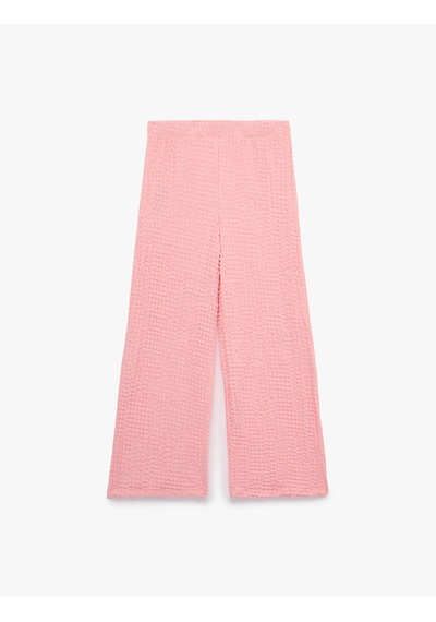Koton Bürümcük Kumaş Geniş Paça Pantolon Pembe 7wkg40078ak Gül