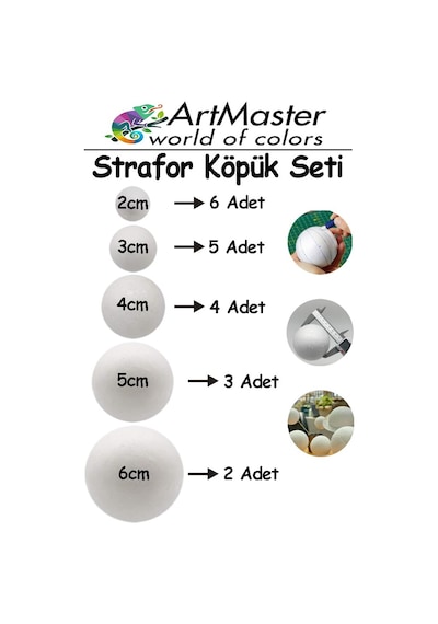 Strafor Köpük Top 20 Adet Güneş Sistemi Maketi İçin Yuvarlak Deney Köpük Toplar Strafor Top Küre Etkinlik Okul