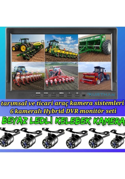 Twogo 6 Kanallı 10 İnç Monitör 6 Adet Beyaz Ledli Kelebek Kamera