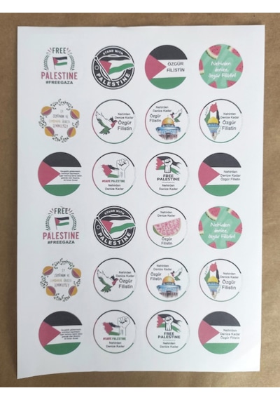 48 Adet 4 Cm Denizden Nehire Kadar Özgür Filistin Vb. Baskılı Mat Etiket Sticker