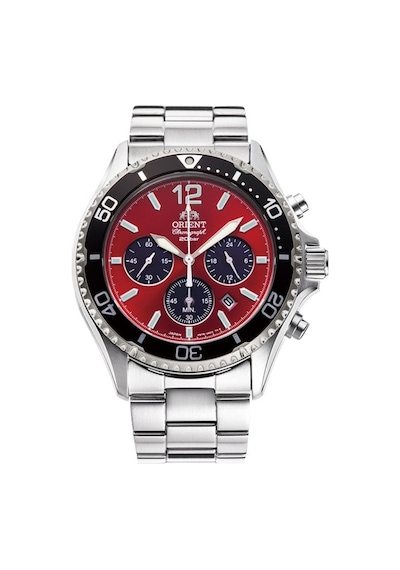 Orient Mako Ra-tx0207r10b Quartz Solar Çelik Gri Kırmızı Kadran Safir Kristal 20 Atm 43 Mm Erkek Kol Saati Gri