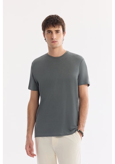 Avva Erkek Haki Bisiklet Yaka Bi-stretch Soft Touch Basic Regular Fit T-shirt B001031