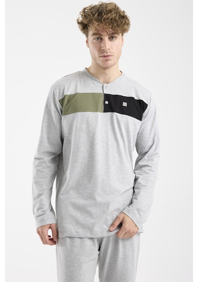 Sementa Blok Detaylı Regular Fit Pijama Takım - Gri Gri