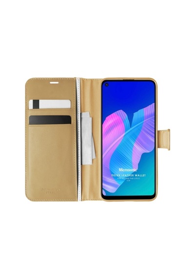 Huawei Y7p Kılıf Standlı Kapaklı Korumalı Gold R47716:gold