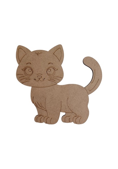 Boyanabilir Ahşap Kedi Figürü 15x16 Cm 10 Adet
