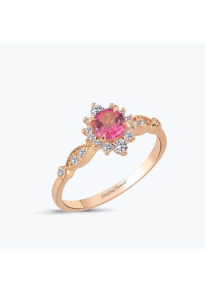 Altınbaş Pırlanta Pembe Safir Vintage Yüzük Pnf003pps-14k