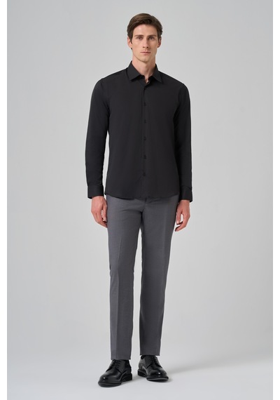 Morven Erkek Siyah Slim Fit Sert Yaka Gömlek 26mc004003001 Siyah