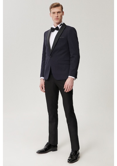 AC&Co / Altınyıldız Classics Erkek Lacı-sıyah Ekstra Slim Fit Desenli Smokin Damatlık - Lacı-sıyah Lacivert - Siyah AC&Co / Altınyıldız Classics Erkek Lacı-sıyah Ekstra Slim Fit Desenli Smokin Damatlık - Lacı-sıyah Lacivert - Siyah