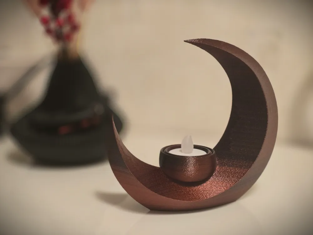 Dekoratif Hilal Mumlu - Tealight Led Mum Uyumlu Modern Ay Figürlü Ev Aksesuarı Hediyelik Obje 0