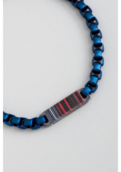 Karbon Fiber Detaylı 21 Cm Çelik Erkek Bileklik Mavi 05271783