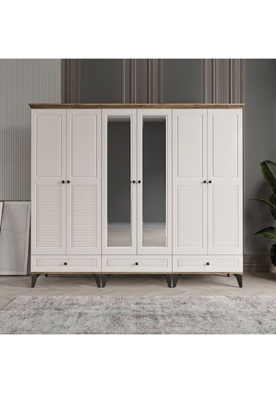 Beenal Nisa 6 Kapaklı Gardırop Dolap 240cm Atlantik Çam-aytaşı