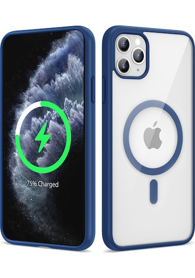 Apple Uyumlu iPhone 11 Pro Max Uyumlu Magsafe Wireless Şarj Özellikli Silikon Zore Ege Kılıf-mavi Mavi -