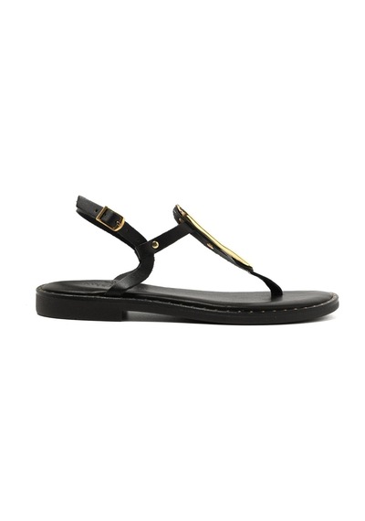 19 Black Sandalet Kadın 22035 Myconian 2025 Greek Sandal Siyah