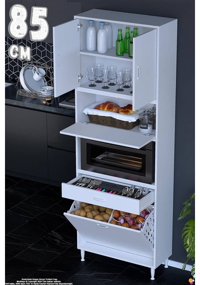 Zevra 85 Cm Fırın Dolabı Sepetli Kapaklı 4 Bölmeli Çok Amaçlı Mutfak Kiler Banyo Dolabı 85x226x32 Cm Beyaz Zevra 85 Cm Fırın Dolabı Sepetli Kapaklı 4 Bölmeli Çok Amaçlı Mutfak Kiler Banyo Dolabı 85x226x32 Cm Beyaz