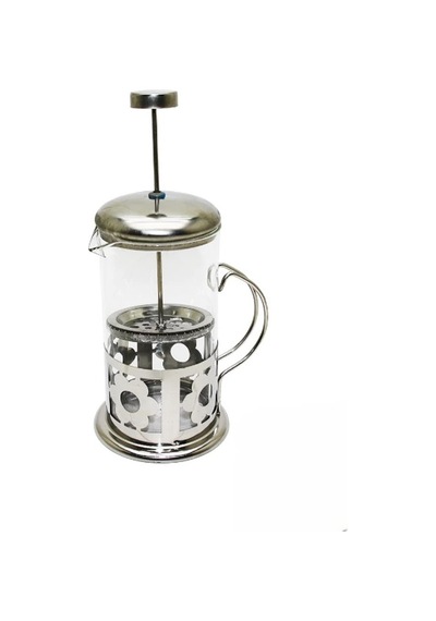 Çelik Kulplu Cam French Press - 350 Ml Gümüş