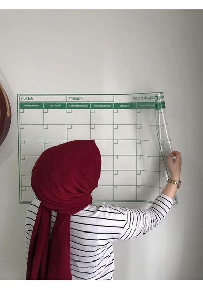 Tutunabilir Kağıt Aylık Planlayıcı Takvim Akıllı Tahta Yazı Tahtası + Kalem Duvara Cama Tahtaya Uygulanır Beyaz