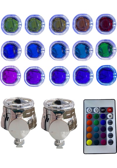2.5 İnç Kare Angellı Bi-xenon Mercek Beyaz Angel + Rgb Şeytan Göz