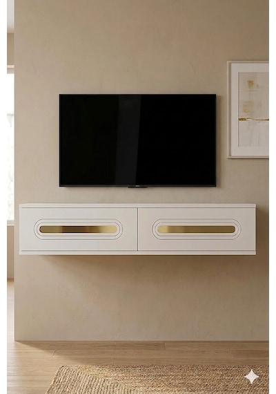 Tda1220bg Rany Duvara Montaj Tv Sehpası Beyaz-gold 120cm