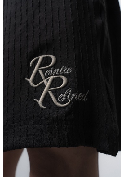 Erkek Respire Relined Yazılı Regular Fit T-shirt Şort Takım Siyah