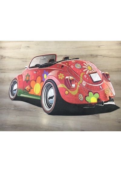 Yamalıhome Vosvos Araba Şekilli Halı Kc07Kırmızı 100X140 Cm Çok Renkli
