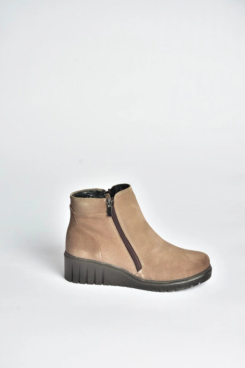 Fox Shoes V324800402 Vizon Hakiki Deri Süet Kadın Bot Vizon-Süet