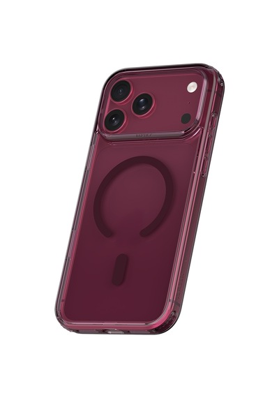 Apple iPhone 18 Pro Uyumlu Kılıf M-safe Şarj Özellikli Raptic Air Clear Serisi Airbagli Kapak Bordo